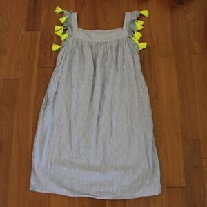 Vineyard Vines Girls Sleeveless Dress Blue‎ Cotton Neon Tassel Details XL 16